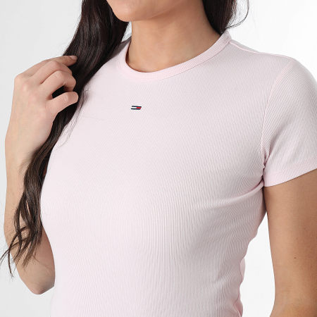 Tommy Jeans - Tee Shirt Slim Femme Essential 7383 Rose Clair