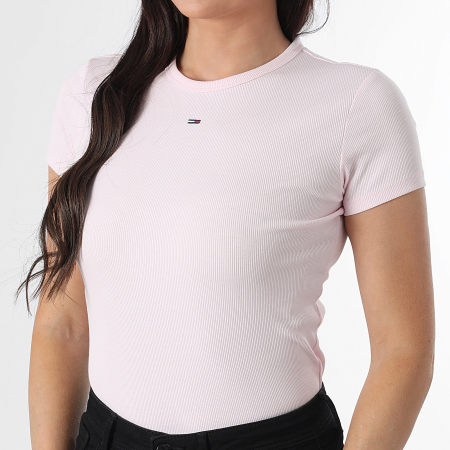 Tommy Jeans - Tee Shirt Slim Femme Essential 7383 Rose Clair