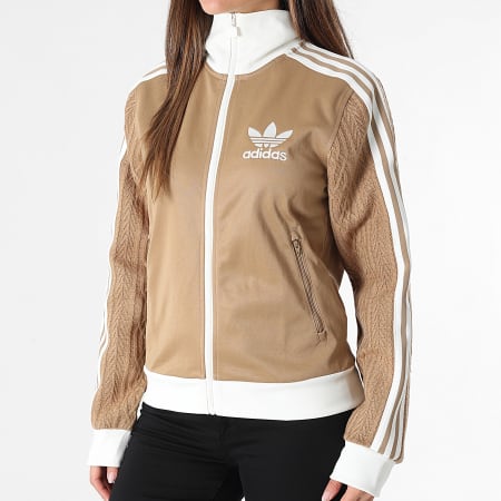 Adidas Originals - Veste Zippée A Bandes Femme KS7799 Camel Beige Clair