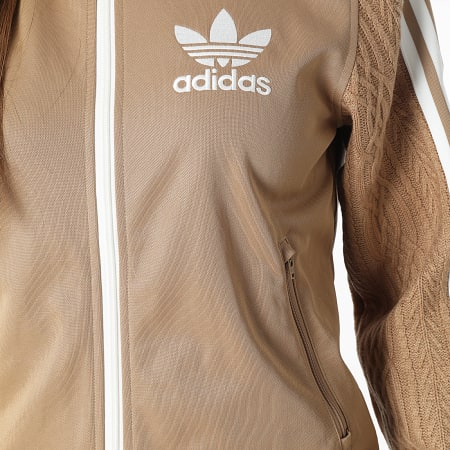 Adidas Originals - Veste Zippée A Bandes Femme KS7799 Camel Beige Clair