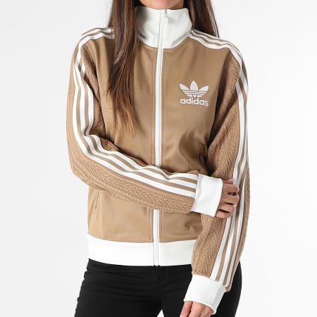 Adidas Originals - Veste Zippée A Bandes Femme KS7799 Camel Beige Clair