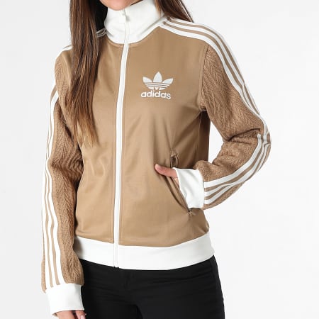 Adidas Originals - Veste Zippée A Bandes Femme KS7799 Camel Beige Clair