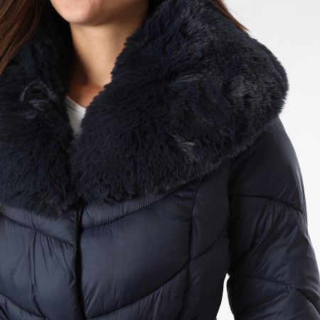 Classic Series - Plumífero largo con capucha Mujer 018 Azul Marino