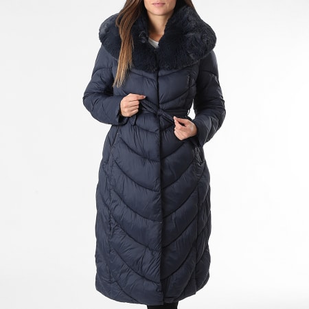 Classic Series - Plumífero largo con capucha Mujer 018 Azul Marino