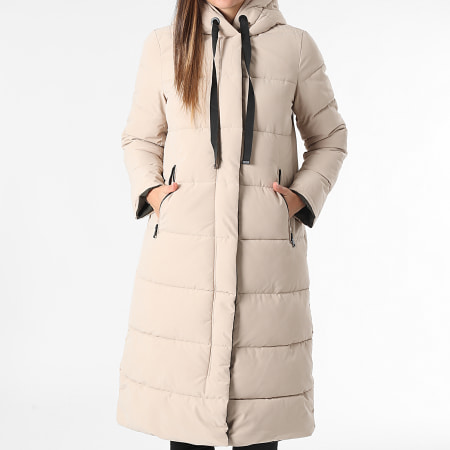 Classic Series - Plumífero largo reversible Mujer 060 Beige Verde Kaki