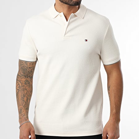 Tommy Hilfiger - Polo Manches Courtes Texturé Regular Fit Seersucker 1619 Beige Clair