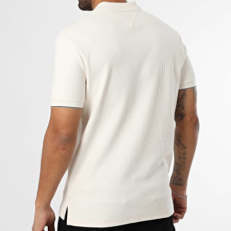 Tommy Hilfiger - Polo Manches Courtes Texturé Regular Fit Seersucker 1619 Beige Clair