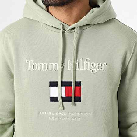 Tommy Hilfiger - Sweat Capuche Embroidery Flag 2735 Vert Kaki Clair