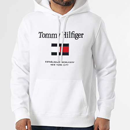 Tommy Hilfiger - Sweat Capuche Embroidery Flag 2735 Blanc