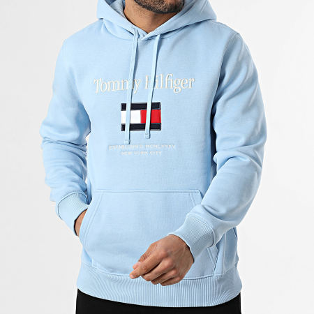 Tommy Hilfiger - Sweat Capuche Embroidery Flag 2735 Bleu Clair