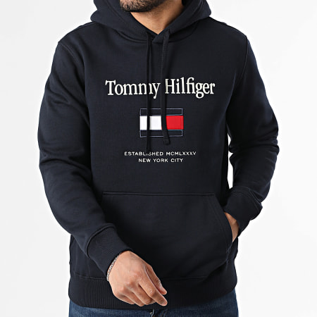 Tommy Hilfiger - Sweat Capuche Embroidery Flag 2735 Bleu Marine