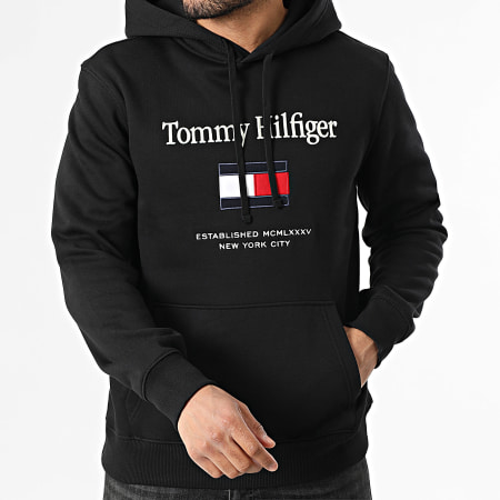 Tommy Hilfiger - Sweat Capuche Embroidery Flag 2735 Noir