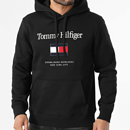 Tommy Hilfiger - Sweat Capuche Embroidery Flag 2735 Noir