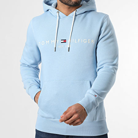 Tommy Hilfiger - Sweat Capuche Tommy Logo 1599 Bleu Clair