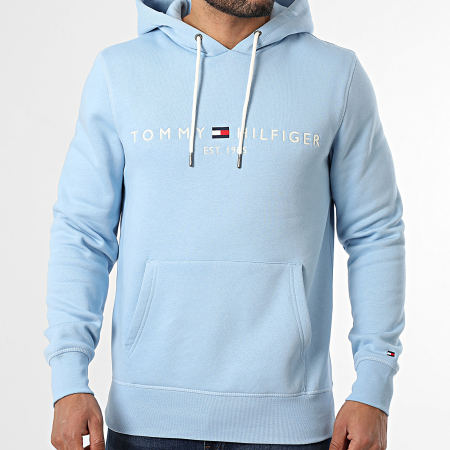 Tommy Hilfiger - Sweat Capuche Tommy Logo 1599 Bleu Clair