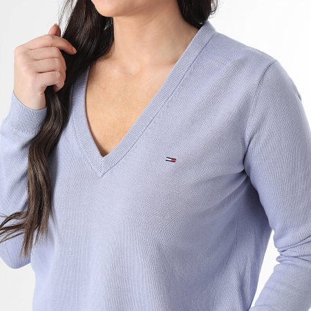 Tommy Jeans - Pull Col V Femme Essential 9888 Bleu