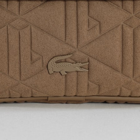 Lacoste - Sacoche The Blend Logo Crocodile Metal Marron Clair