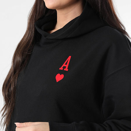 Luxury Lovers - Sweat Capuche Relaxed Femme The Ace Of Hearts Rouge Back Noir