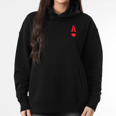 Luxury Lovers - Sweat Capuche Relaxed Femme The Ace Of Hearts Rouge Back Noir