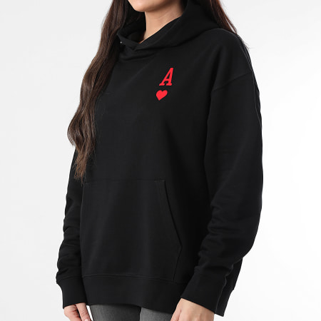 Luxury Lovers - Sweat Capuche Relaxed Femme The Ace Of Hearts Rouge Back Noir