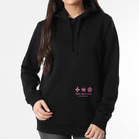 Teddy Yacht Club - Sweat Capuche Femme Atelier De Couture Noir Rose