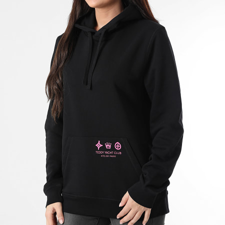 Teddy Yacht Club - Sweat Capuche Femme Atelier De Couture Noir Rose