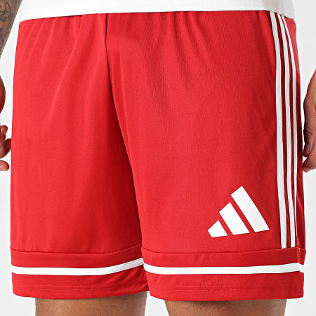 Adidas Sportswear - Short Jogging A Bandes Squa 25 JN5466 Rouge Blanc