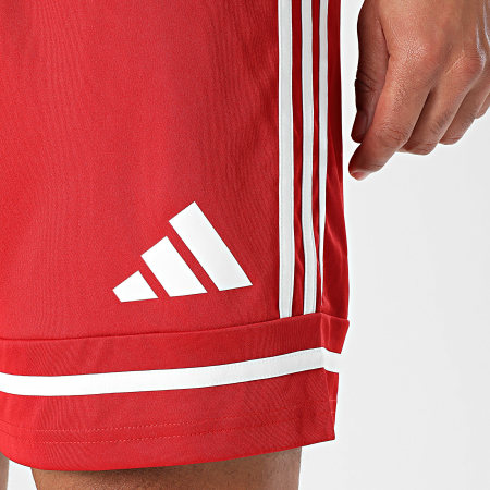 Adidas Sportswear - Short Jogging A Bandes Squa 25 JN5466 Rouge Blanc
