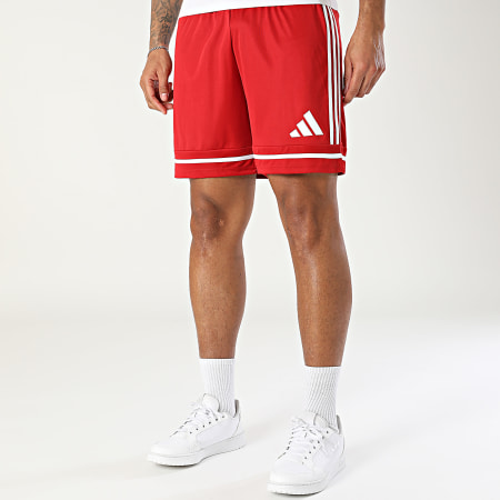 Adidas Sportswear - Short Jogging A Bandes Squa 25 JN5466 Rouge Blanc