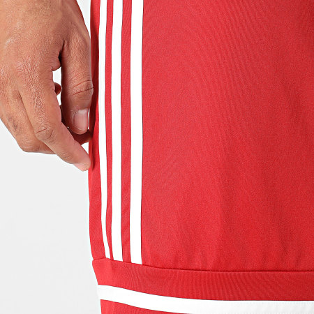 Adidas Sportswear - Short Jogging A Bandes Squa 25 JN5466 Rouge Blanc