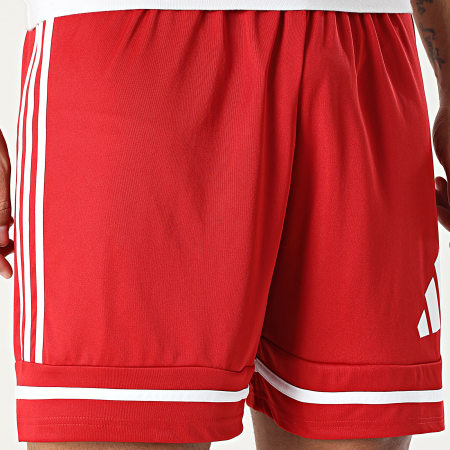 Adidas Sportswear - Short Jogging A Bandes Squa 25 JN5466 Rouge Blanc