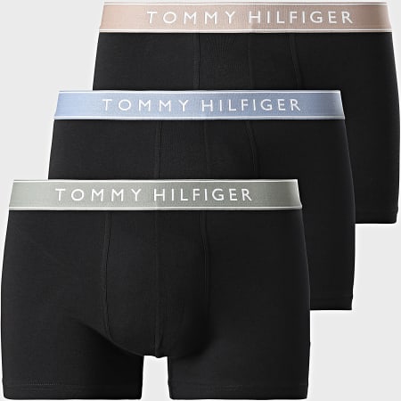 Tommy Hilfiger - Lot De 3 Boxers 3457 Noir Noir Bleu Clair Beige Vert Kaki Clair