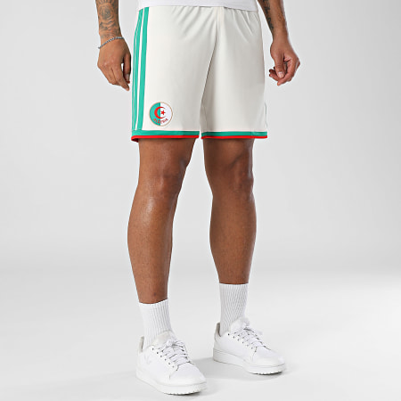 Adidas Sportswear - Short Jogging A Bandes Fédération Algérienne De Football JN4461 Beige Vert Rouge