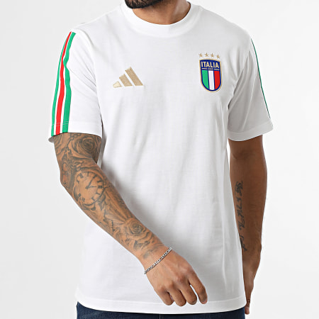 Adidas Sportswear - Tee Shirt A Bandes Foot Italie FIGC KE1217 Blanc