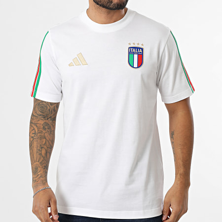 Adidas Sportswear - Tee Shirt A Bandes Foot Italie FIGC KE1217 Blanc