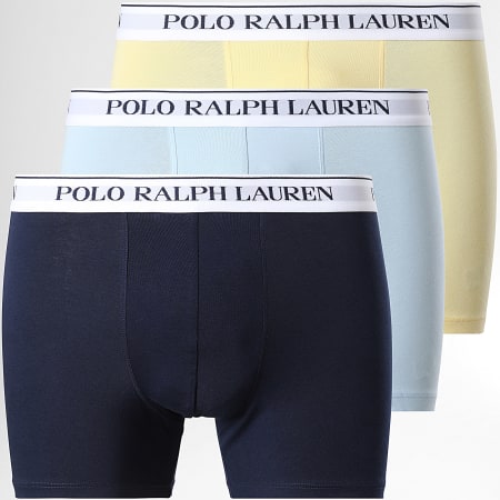 Polo Ralph Lauren - Lot De 3 Boxers Bleu Marine Bleu Clair Jaune