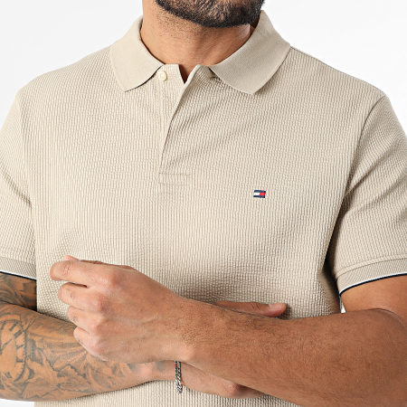 Tommy Hilfiger - Polo Manches Courtes Texturé Regular Fit Seersucker 1619 Beige