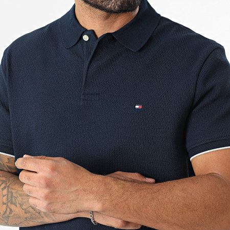 Tommy Hilfiger - Polo Manches Courtes Texturé Regular Fit Seersucker 1619 Bleu Marine