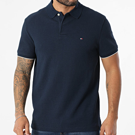 Tommy Hilfiger - Polo Manches Courtes Texturé Regular Fit Seersucker 1619 Bleu Marine