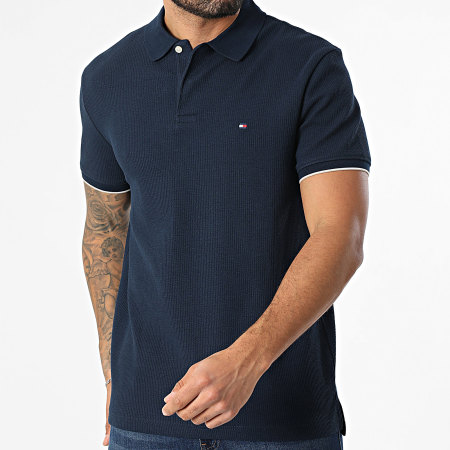 Tommy Hilfiger - Polo Manches Courtes Texturé Regular Fit Seersucker 1619 Bleu Marine