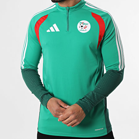 Adidas Sportswear - Tee Shirt Manches Longues Col Zippé Fédération Algérienne Football JZ0211 Vert