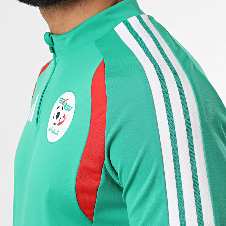Adidas Sportswear - Tee Shirt Manches Longues Col Zippé Fédération Algérienne Football JZ0211 Vert