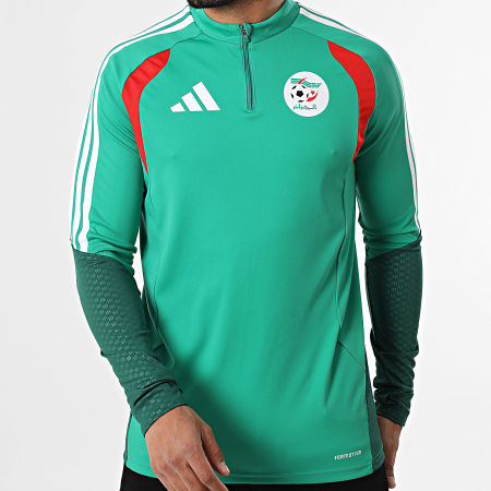 Adidas Sportswear - Tee Shirt Manches Longues Col Zippé Fédération Algérienne Football JZ0211 Vert
