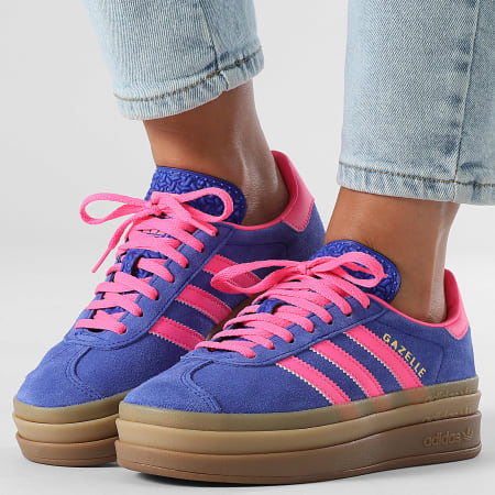 Adidas Originals - Zapatillas Mujer Gazelle Bold W IH4193 Lucid Blue Lucid Pink Gold Metallic
