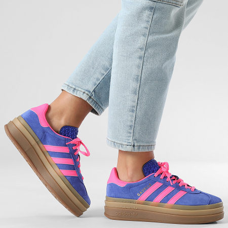 Adidas Originals - Zapatillas Mujer Gazelle Bold W IH4193 Lucid Blue Lucid Pink Gold Metallic