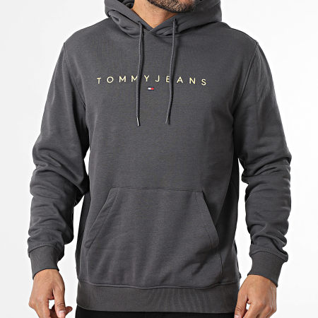 Tommy Jeans - Sweat Capuche Linear Logo 0746 Gris Anthracite