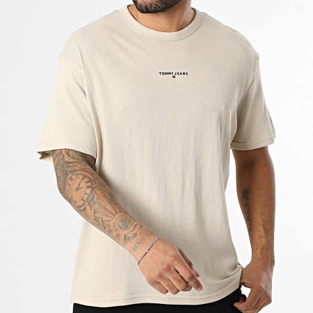 Tommy Jeans - Tee Shirt Oversize Linear Logo 1110 Beige