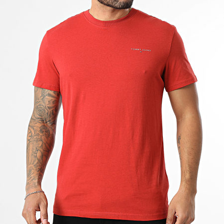 Tommy Jeans - Tee Shirt Slim Linear Chest 1780 Rouge