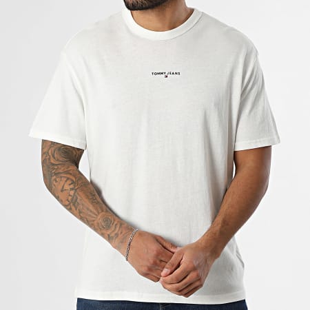 Tommy Jeans - Tee Shirt Oversize Linear Logo 1110 Blanc