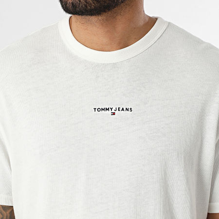 Tommy Jeans - Tee Shirt Oversize Linear Logo 1110 Blanc